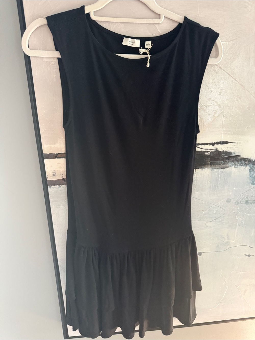 Aritzia Black Sleeveless Drop-Waist Ruffle Dress size small never worn